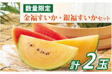 【先行予約】金福すいか・銀福すいかセット 【６月下旬ごろ発送予定】 / 2玉 小玉すいか 西瓜 スイカ 新品種 高糖度 甘い 種少ない 国産 福井県 福井市 送料無料 [A-022002]