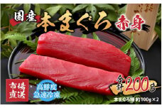 【市場直送】高鮮度急速冷凍 国産本まぐろ 赤身 約100g（柵）×2 [A-065004]