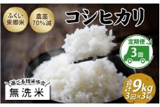 【先行予約】【定期便3ヶ月連続】令和7年産 ふくい東郷米 特別栽培米 農薬70％減 コシヒカリ 3kg×3ヶ月 合計9kg【無洗米】[B-020009_04]