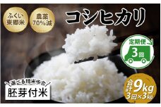 【先行予約】【定期便3ヶ月連続】令和7年産 ふくい東郷米 特別栽培米 農薬70％減 コシヒカリ 3kg×3ヶ月 合計9kg【胚芽付米】[B-020009_03]
