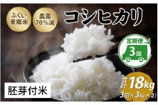 【先行予約】【定期便3ヶ月連続】令和7年産 ふくい東郷米 特別栽培米 農薬70％減 コシヒカリ 6kg(3kg×2袋)×3ヶ月 合計18kg【胚芽付米】[D-020012_03]