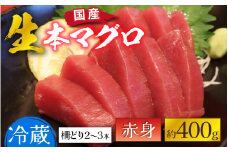 【冷蔵・指定日着可】生本マグロ赤身 約400g 3～4人前 [A-066004] / 国産 まぐろ 鮪 さく 柵どり 冷蔵 真空パック ヘルシー 4人前 3人前 新鮮 刺身 丼