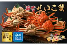 [先行予約]【市場直送】 冷凍 訳あり無選別 茹でせいこ蟹 5杯【冷凍配送】[2026年1月8日より順次発送]   [B-065015] / 茹でがに セイコガニ かに カニ 希少 内子 外子 コク 濃厚 珍味 ゆで 送料無料 
