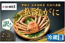 【先行予約】【蟹問屋 越前田村屋 訳あり】越前ガニ 合計1kg以上（2-3杯）2～3人前[I-029022]
