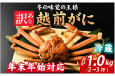 【12月26日受付分まで年内配送】[先行予約] 訳あり茹で越前がに　1kg（2～3杯）【年末年始対応】 [K-065036] 【市場直送！】 /  かに 蟹 ずわい ズワイ 茹でがに【年内発送 年内お届け】