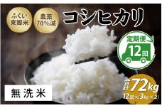 【定期便12ヶ月連続】令和6年産 ふくい東郷米 特別栽培米　農薬70％減コシヒカリ 6kg(3kg×2袋)×12ヶ月 合計72kg【無洗米】[O-020025_04]