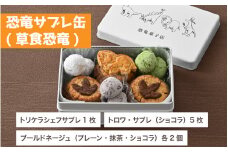恐竜サブレ缶（大）【恐竜サブレ缶(草食恐竜) 】 [A-135006_02] / サブレ 恐竜 缶 米粉 米粉クッキー お菓子 クッキー おかし 菓子 焼き菓子 焼菓子 クッキー缶 ショコラ 抹茶 プレーン 母の日