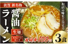 [040-a001] ラーメン 敦賀の新名物！松月屋台ラーメン 店主こだわりのラーメン（醤油味3食入りセット） 【拉麺 生麺  ご当地グルメ お取り寄せ チャーシュー メンマ ネギ 玉ねぎ ストレートスープ 冷蔵】