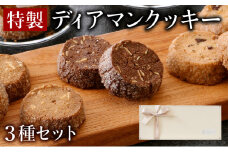 [031-a006_A] 特製 ディアマンクッキー 3種セット （カフェ・ノア・ショコラ）チョコレート アーモンド くるみ 箱入り 贈答 ギフト 化粧箱 オシャレ おもてなし 焼き菓子 焼菓子