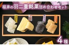 福井の羽二重詰銘菓セット4種（羽二重餅2種（白・きなこ）・羽二重餅がさね・求肥昆布）【羽二重餅 求肥昆布 羽二重餅がさね ギフト 贈り物 プレゼント 和菓子】[023-a023] 