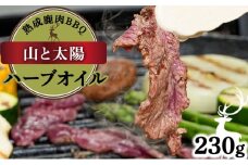《順次配送》山と太陽　熟成鹿肉BBQ《ハーブオイル 230g×1パック》【肉 鹿肉 BBQ モモ ロース お肉 具材 おつまみ ジビエ 定期便 お歳暮 お中元】