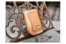 ミニウォレット　-Pocket-　バスケットパターン【本革 牛革 財布 ミニ財布 サイフ 手縫い 雑貨 おしゃれ オリジナル レザー職人 手縫い フウネレザーファクトリー】 [BFAJ007]
