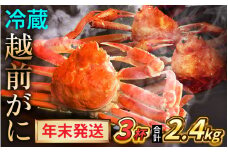 【先行予約/12月25日より順次発送】【年末希望】 越前がに 800ｇ×3杯 ズワイガニ ずわいがに ボイル 冷蔵 小浜市 / まるほ商店 【配送不可地域：北海道・沖縄・離島】[BFCS041]