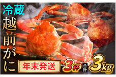 【先行予約/12月25日より順次発送】【年末希望】 越前がに 1kg×3杯 ズワイガニ ずわいがに ボイル 冷蔵 小浜市 / まるほ商店 【配送不可地域：北海道・沖縄・離島】[BFCS047]