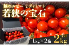 【 先行予約 /2025年10月以降順次発送】 越のルビー 「若狭の宝石」 ミディトマト 1kg×2箱　計2kg / トマト 野菜 小浜市 / 北川農園 [BFDH001]