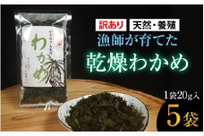 【訳あり】【天然・養殖】漁師が育てた 乾燥わかめ 5袋 小浜市 / 釣り船・民宿かどの [BFBG006]