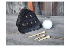 ゴルフボールケース　3個入り（ブラック）【本革 牛革 ゴルフ ゴルフボール ゴルフ用品 ゴルフボールケース ケース おしゃれ オリジナル レザー職人 手縫い フウネレザーファクトリー】 [BFAJ097]