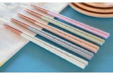 若狭塗箸　【食洗機対応】持ちやすい木彫り箸 くすみカラー 5膳セット / 箸 はし 小浜市 / ヤマックス [BFCL012]