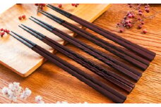 若狭塗箸　【食洗機対応】持ちやすい木彫り箸 濃茶 5膳セット / 箸 はし 小浜市 / ヤマックス [BFCL013]