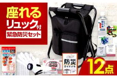 イス型リュック防災 緊急防災セット 12点セット 9-800E 災害時 避難 防災グッズ 備え 大雨 洪水 台風 災害 避難 / 小浜市 / 岸田産業 [BFDJ004-1]