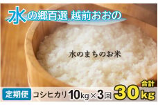 【令和6年産 新米】【3ヶ月定期便】こしひかり 10kg×3回 計30kg【白米】「エコファーマー米」水のまちのお米