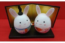 越前和紙 うさぎのおひなさま＆越前焼 天空の城湯のみ