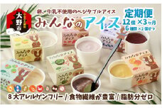 【3ヶ月定期便】みんなのアイス 12個セット （ 卵・牛乳・小麦等アレルギー特定原材料8品目不使用のアイス ）