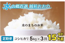 【令和6年産】【3ヶ月定期便】こしひかり 5kg×3回 計15ｋg【白米】「エコファーマー米」水のまちのお米