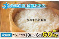 【令和7年産 新米】【6ヶ月定期便】こしひかり 10kg×6回 計60㎏【白米】「エコファーマー米」水のまちのお米 