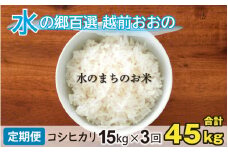 【令和6年産 新米】【3ヶ月定期便】こしひかり 15kg×3回 計45kg（白米）「エコファーマー米」－水のまちのお米－ 