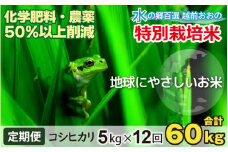 【令和6年産 新米】【12ヶ月定期便】こしひかり 5kg × 12回 計60kg【白米】減農薬・減化学肥料 「特別栽培米」－地球にやさしいお米－