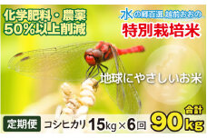 【令和6年産 新米】【6ヶ月定期便】こしひかり 15kg × 6回 計 90kg【白米】減農薬・減化学肥料 「特別栽培米」－地球にやさしいお米－