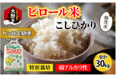 【令和6年産 新米】【6ヶ月定期便】こだわりの米！弱アルカリ性のピロール米 こしひかり 無洗米 5kg×6回 計30kg