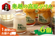 原材料4つのみ！食品添加物不使用「奥越の高原ぷりん」6個セット 昔ながらの素朴な味