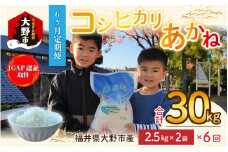 【令和5年産】【6ヶ月定期便】福井県大野市産 JGAP認証 コシヒカリ「あかね」5kg（2.5kg×2）小分け
