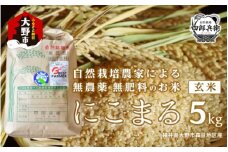 【先行予約】【令和6年産】ベストファーマー 自然栽培農家「四郎兵衛」の お米 にこまる 5kg 玄米 無農薬 無肥料 無除草剤 による 自然栽培米[B-030004]