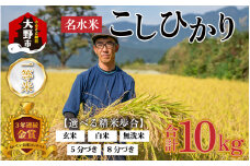 【令和６年産】越前大野産 一等米 帰山農園の棚田育ちコシヒカリ 10kg （5kg×2袋）白米