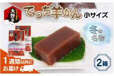 【先行予約】福井県大野市 冬の名物 でっち羊かん (お菓子のひろせ 水ようかん) 小サイズ (490g)×2箱【11月～順次発送】