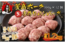 【福井のブランド豚肉】荒島ポーク 手作りハンバーグ100g×12個（計1.2kg）