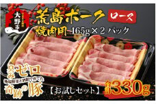 【お試しセット】【福井のブランド豚肉】荒島ポーク ロース焼肉用 330g