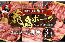 【肉の定期便×3回コース】肉好き大集合！臭みゼロの豚肉「荒島ポーク」食べ比べ 定期便！【福井のブランド豚肉】