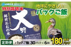 【6ヶ月定期便】地球にやさしいパックご飯 30食入り【白米】× 6回　計180食　