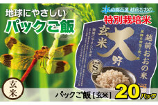 地球にやさしいパックご飯 20食入り【玄米】　減農薬・減化学肥料 「特別栽培米」