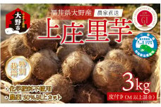 【先行予約】【12月発送】こだわりの特別栽培 上庄里芋3kg  化学肥料不使用・農薬50％以上カットの特別栽培里芋 農家直送
