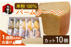 【大野産コシヒカリ生米粉100％使用】バームクーヘンS（10個入り）【バームクーヘン工房 森のこしかけ】[A-068006]
