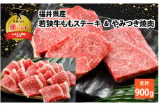 福井県産若狭牛ステーキ(モモ肉)約200g×3枚&やみつき焼肉300gセット [B-012008]