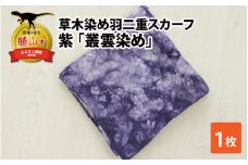 草木染め羽二重スカーフ 紫 叢雲染め [A-053003]