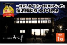 おちゃのま民泊 みっけ 宿泊補助券 3000円分 [A-056001]