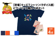 キッズTシャツ(パラダイス柄・S / ホワイト)とワッペン3種の4点セット[A-003017_01_03]