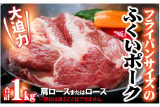 福井県内産ふくいポーク＜フライパンサイズ＞肩ロースまたはロース 2枚 約1kg [A-012009]